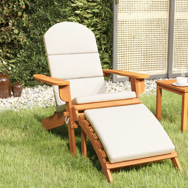 Dovecove Adirondack Patio Chair with Footrest Solid Wood Acacia Wayfair